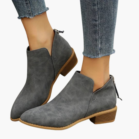 Women’s ankle boots with pointed toe and block heel