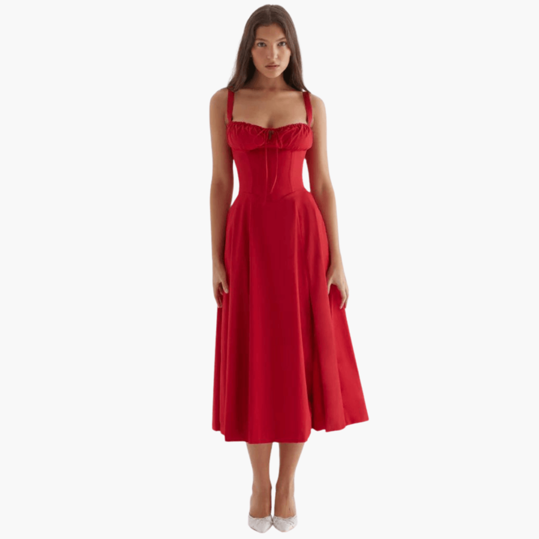 Floral Corset Midi Dress - Women's Elegant Summer Style