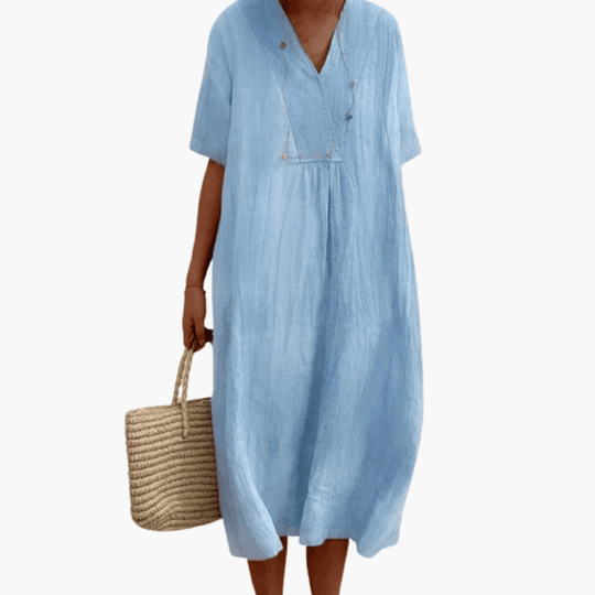 Flowy Short Sleeve Midi Dress - Lightweight for Women