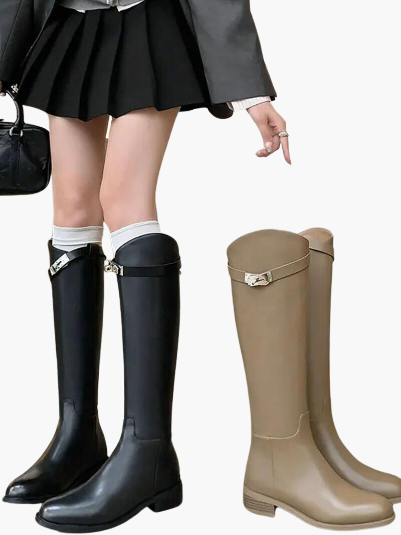 Elegant Leather Knee High Boots - Women's Classic Riding Style