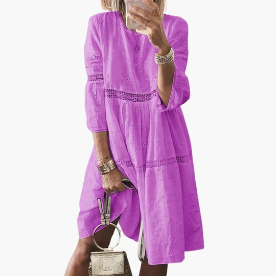 Loose Linen Knitted Dress with Pockets for Women - Casual Fit