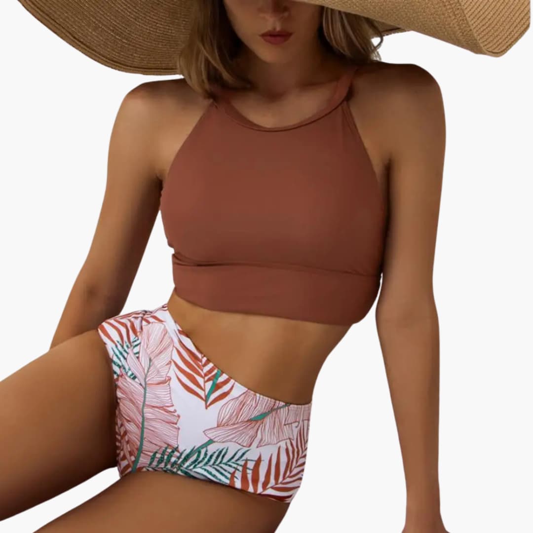 Floral High-Waisted Bikini - Women's Two-Piece Swimwear
