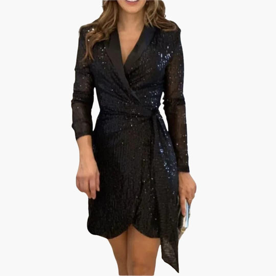 Tailored Glitter Blazer Dress – Women's Partywear Elegance