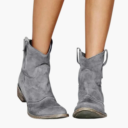 Women’s ankle boots with pointed toe and low stacked heel