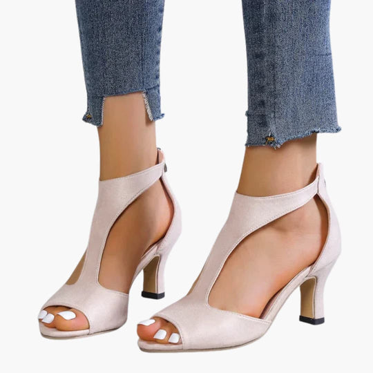 Women’s summer orthopedic heels with peep toe and back zip