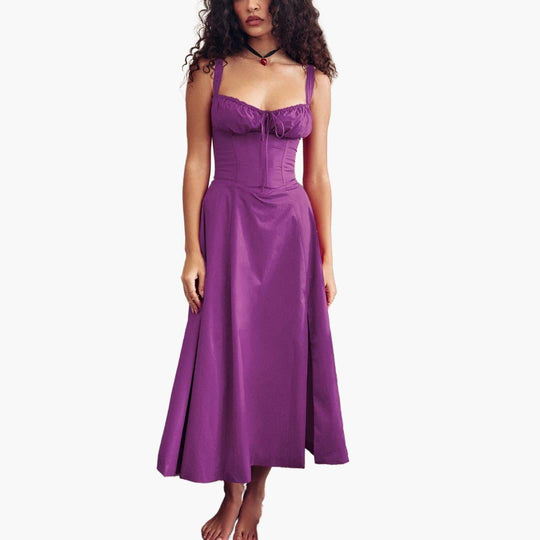Lace-Up Corset Mini Dress - Square Neck Bodycon for Women