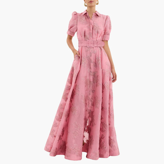 Floral Puff Sleeve Dress for Women – Elegant Summer Maxi