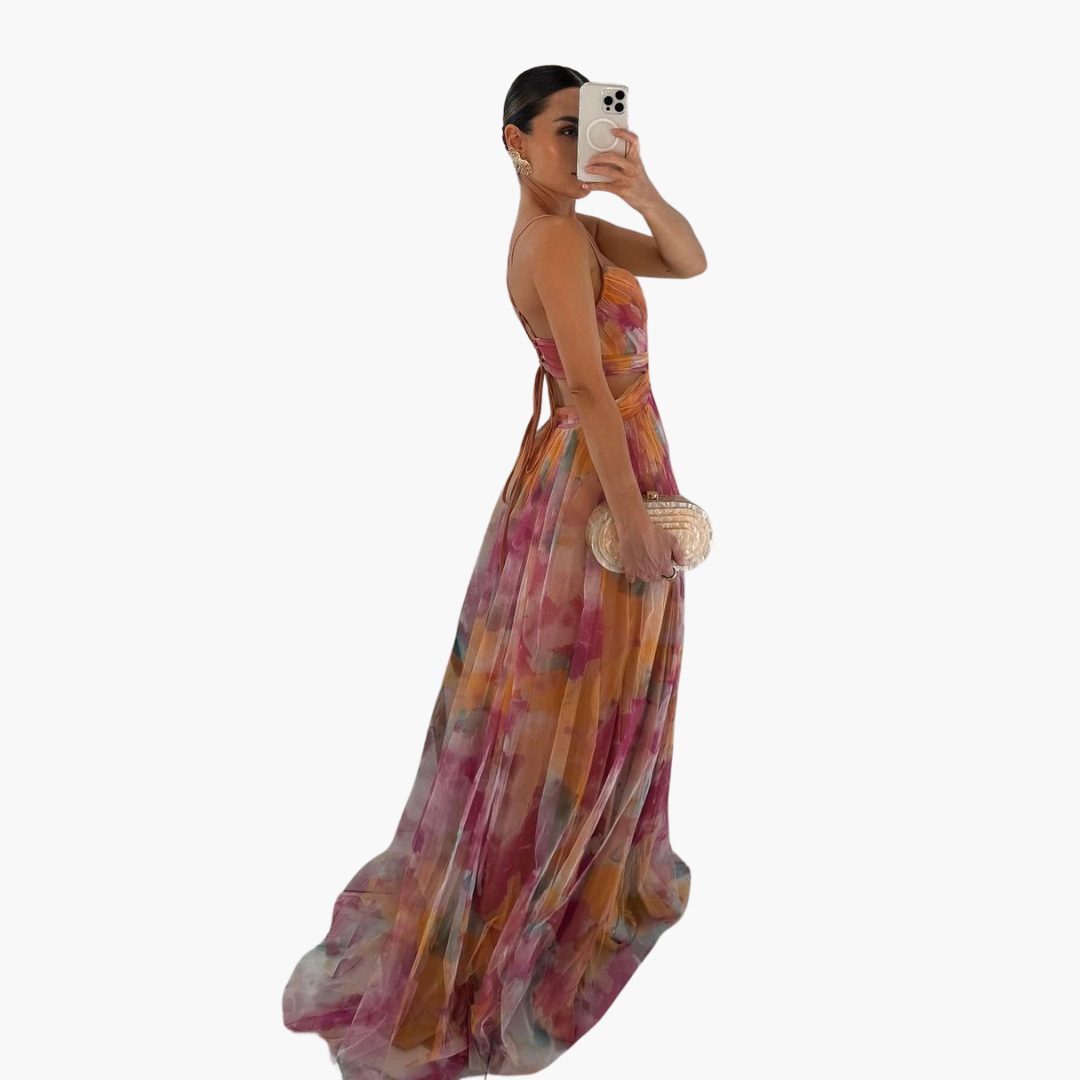 Glamorous Floral Pattern Maxi Dress for Women - Elegant Style