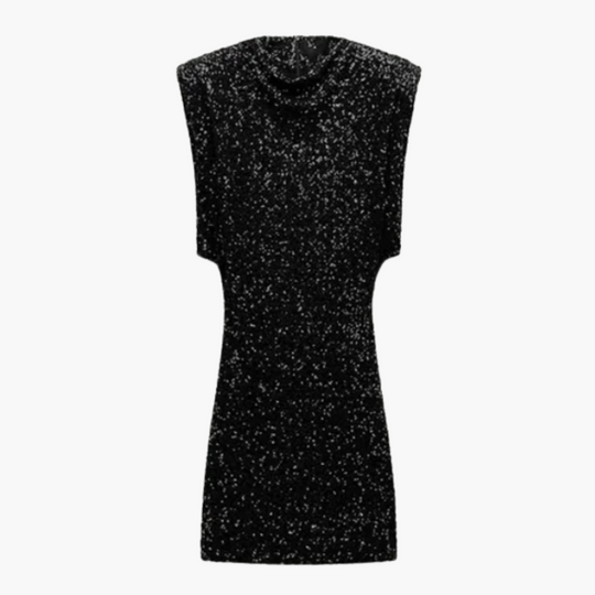 Glitter Shoulder Pad Mini Dress – Women's Party Night Out