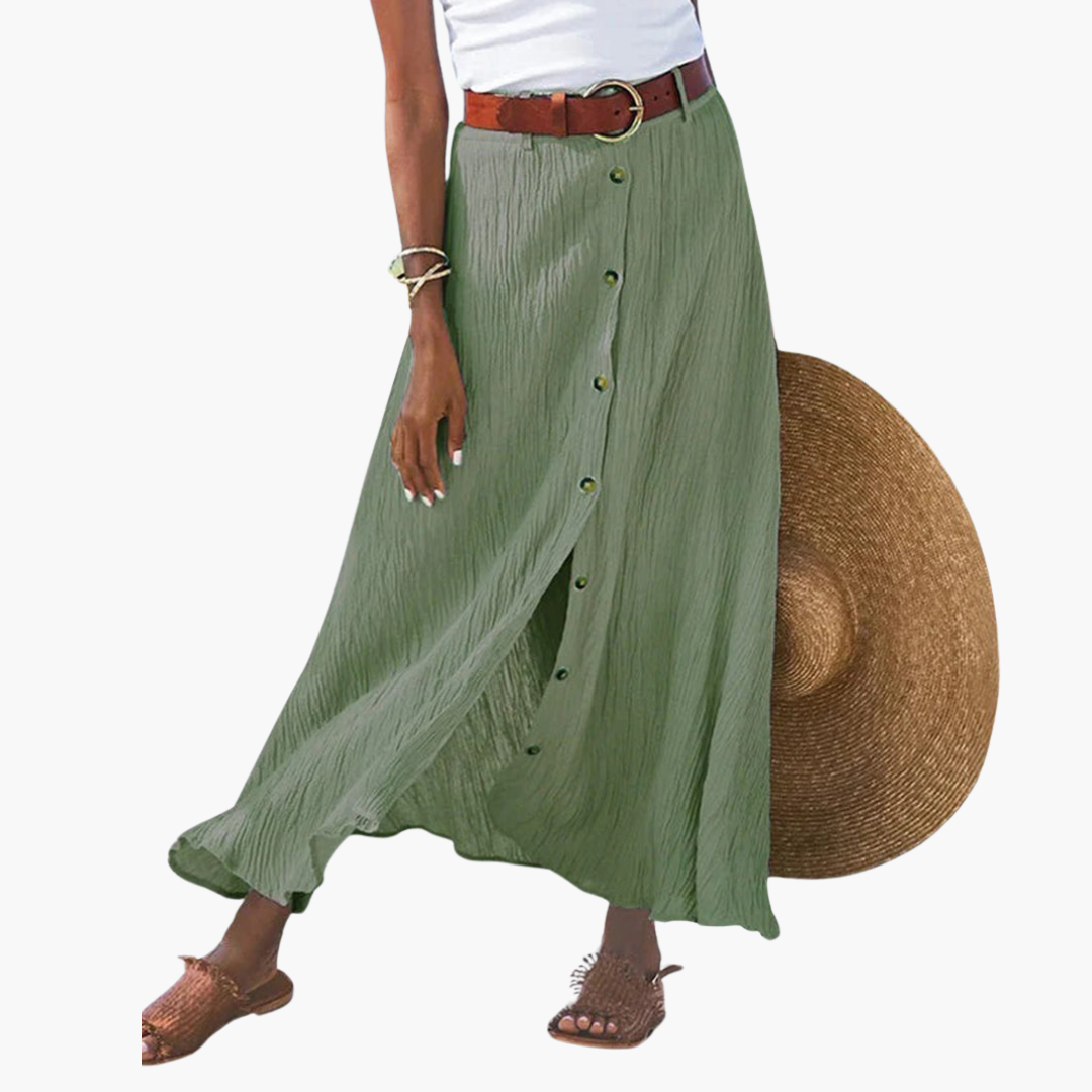 Button-Front Maxi Skirt - Women's Summer Holiday Essential
