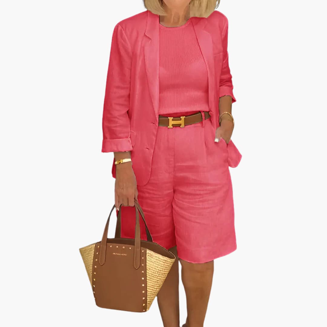 Women’s summer two-piece set with blazer and shorts