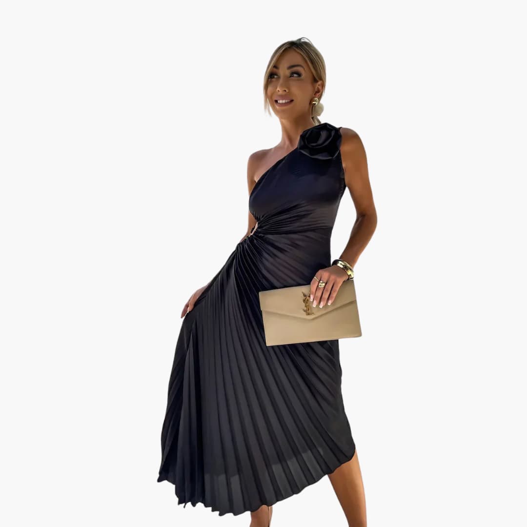 Romantic 3D Floral Midi Dress - Women's Summer Occasionwear