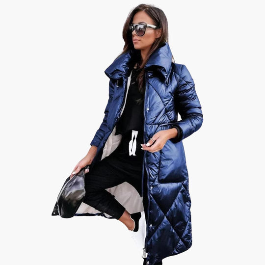 Puffer Coat - Women's Long Quilted Down Jacket for Winter