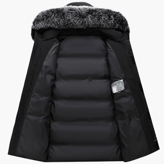 Down Parka Coat with Fur Hood - Warm Winter Jacket for Men