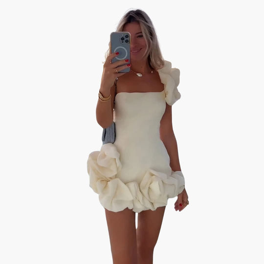 One-Shoulder Satin Ruffle Dress for Women - Elegant Party Look