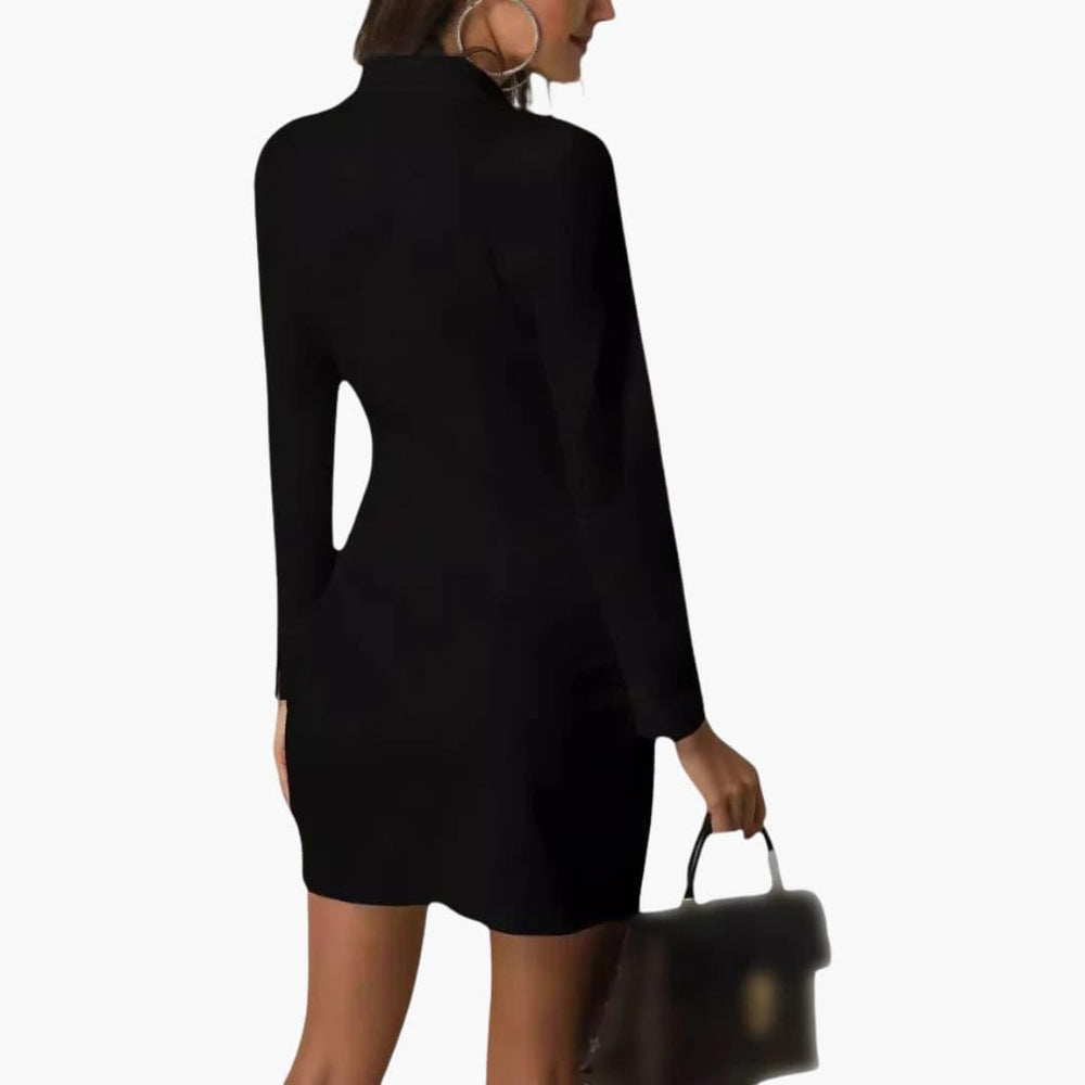 Tailored Button-Up Blazer Dress - Long Sleeve for Women