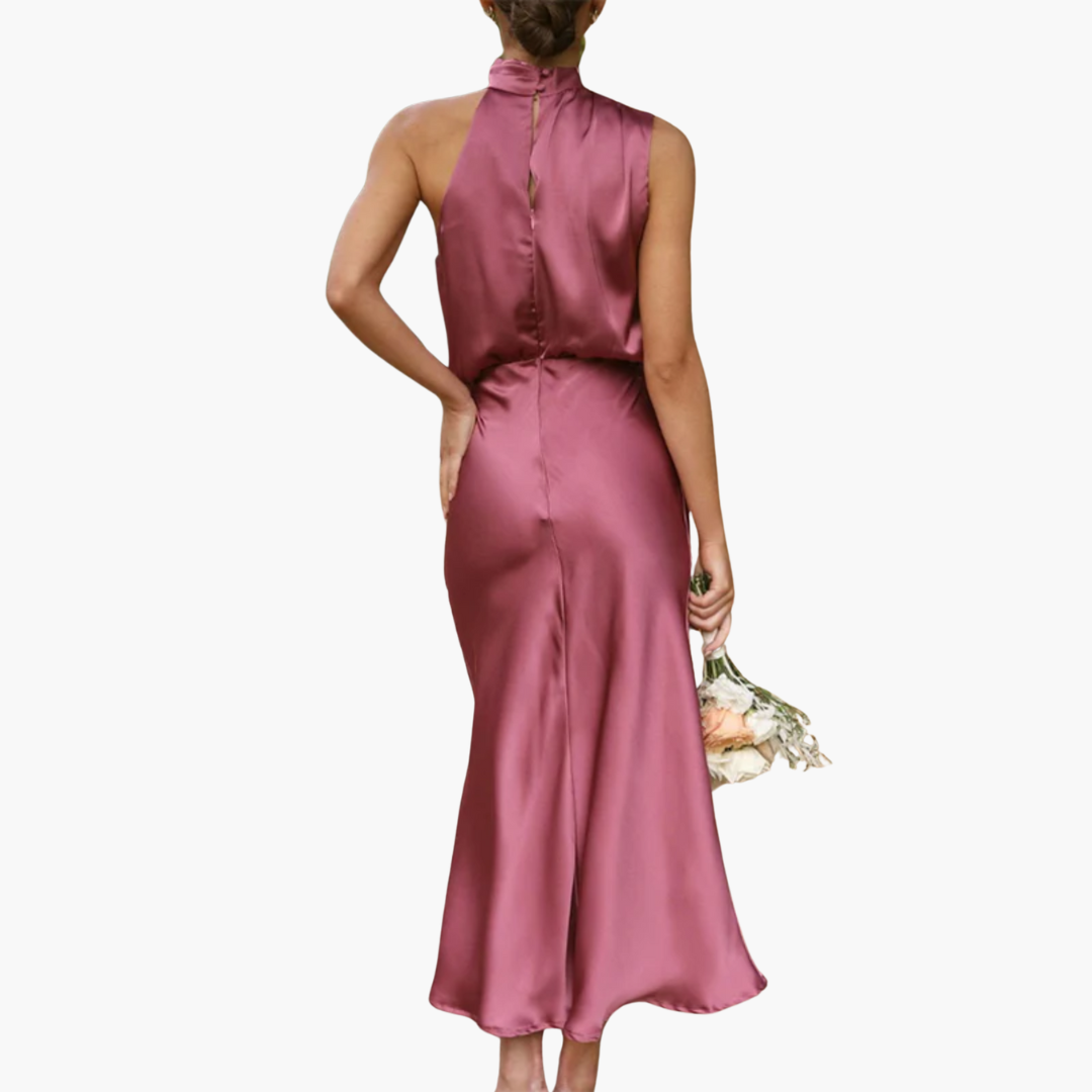 Gown with One-Shoulder Draped Neckline - Women's Formal Wear