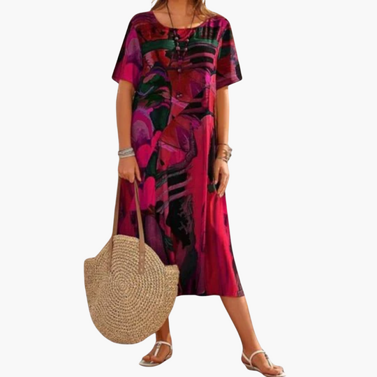 Floral Print Midi Dress – Women's Lightweight Summer Style