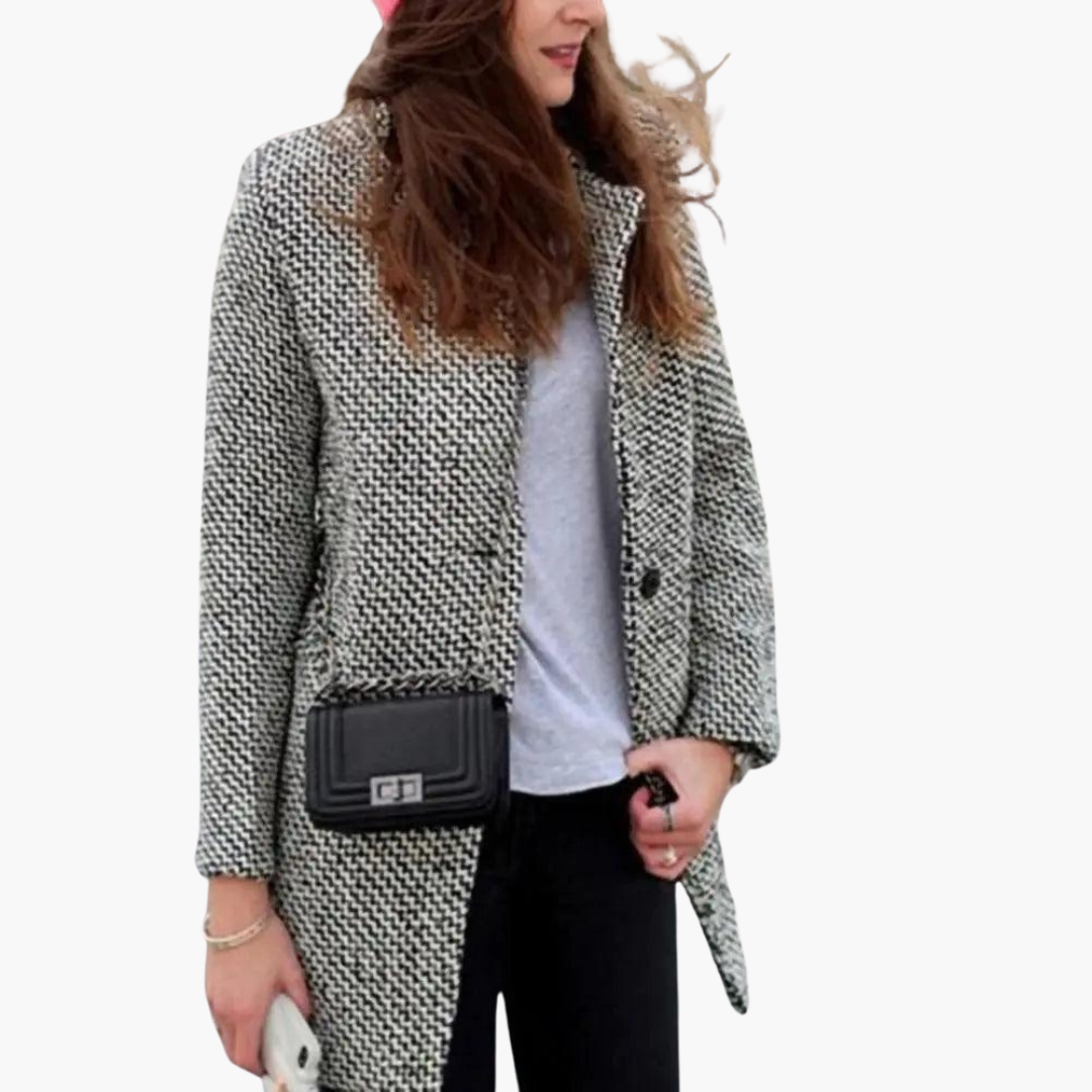 Wool Blend Trench Coat for Women - Tailored Longline Design
