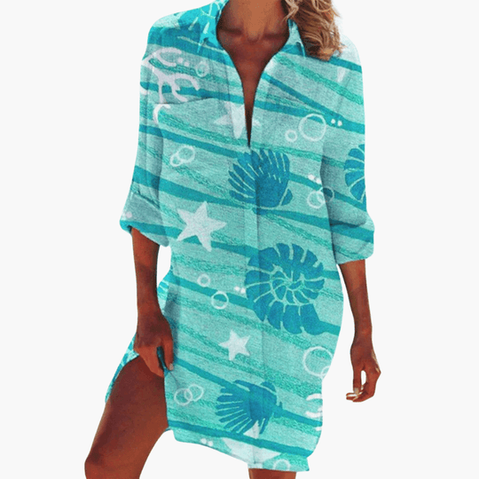 Floral Shirt Dress - Casual A-Line Button-Down for Women