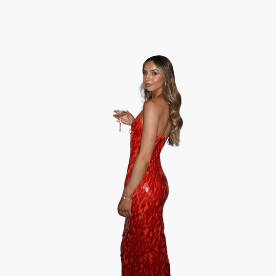 Sequin Maxi Dress for Women - V Neck Party & Evening Gown