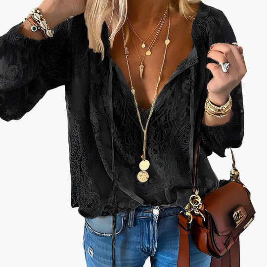 Boho Blouse for Women - Elegant Slit Neckline & Airy Style - IsabellaMae