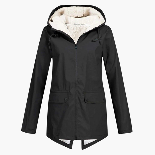 Elegant Hooded Winter Coat for Women - Long & Button-Up