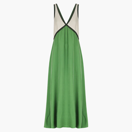 V-neck Colour-Block Maxi Dress for Women - Stylish & Lightweight