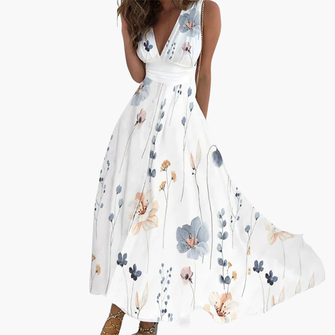 Elegant summer floral maxi dress - for women with flowing style