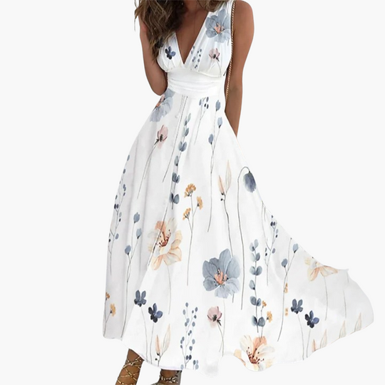 Elegant summer floral maxi dress - for women with flowing style