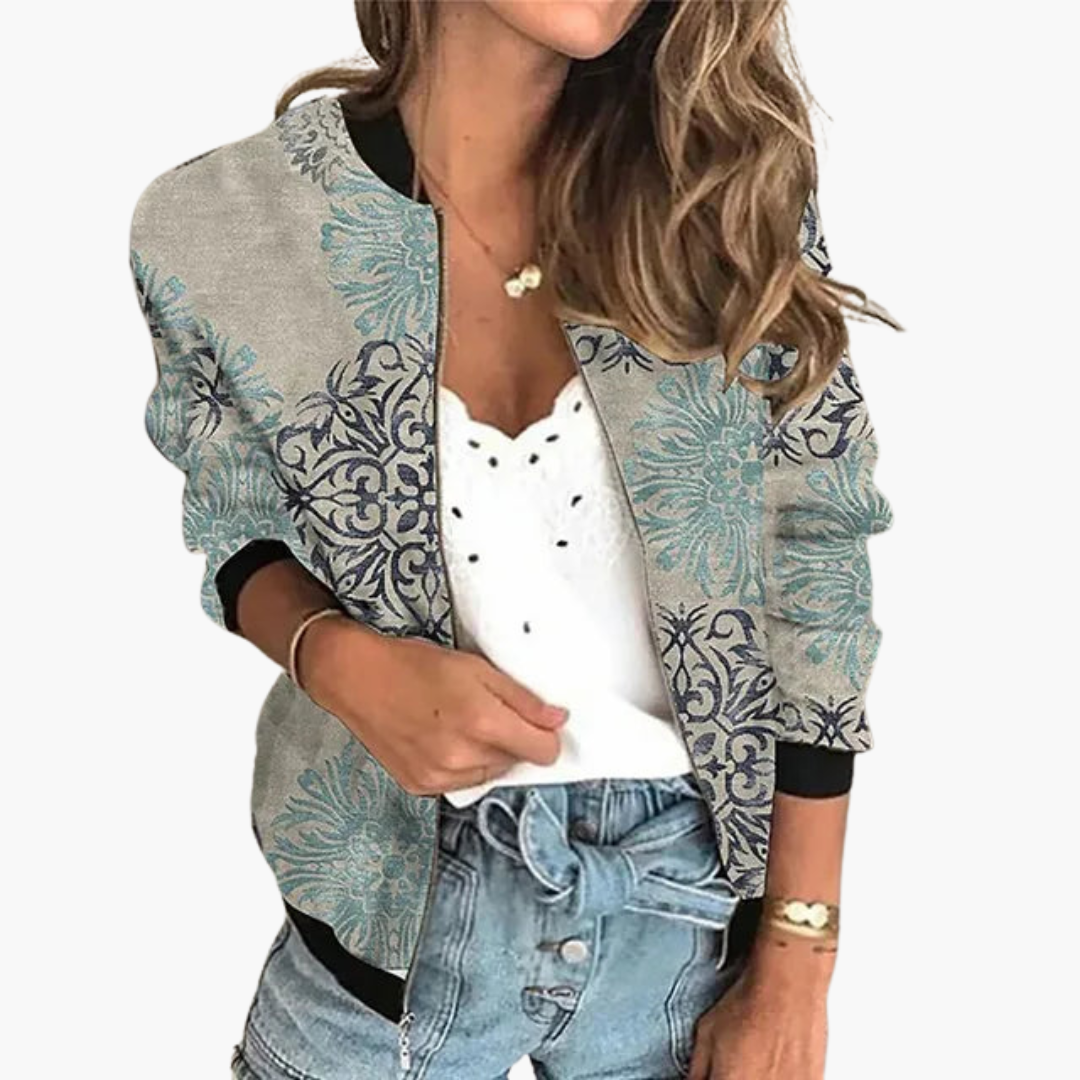 Floral Zip-Up Jacket for Women - Lightweight & Stylish