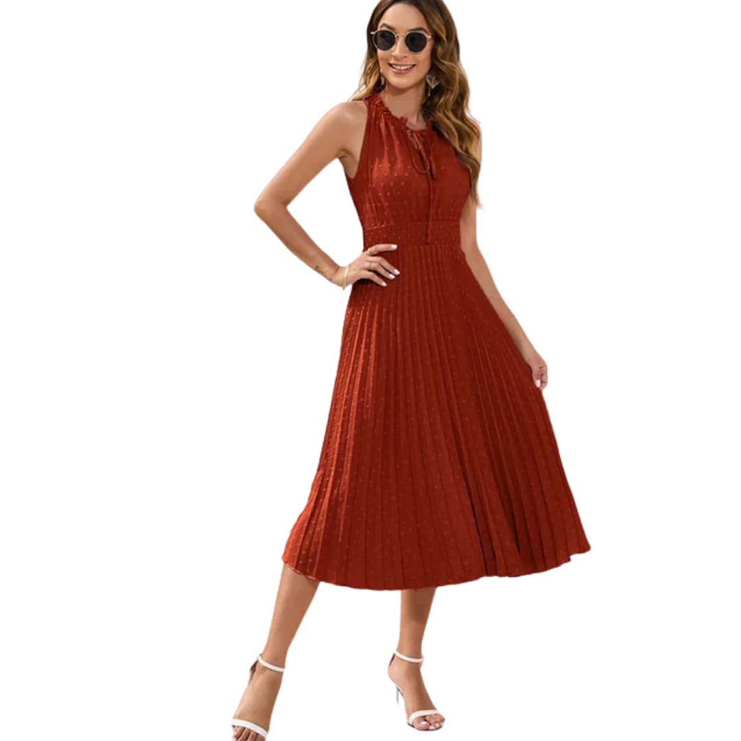 Pleated Halterneck Dress - Chic Special Occasion Fit for Women