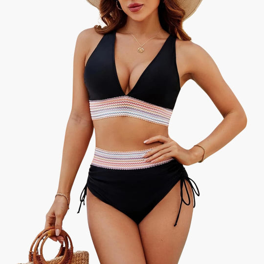 Elegant high-waisted bikini set - for women with tummy control
