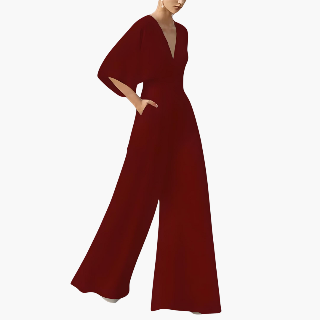 Women’s all-season jumpsuit with wide legs and batwing sleeves