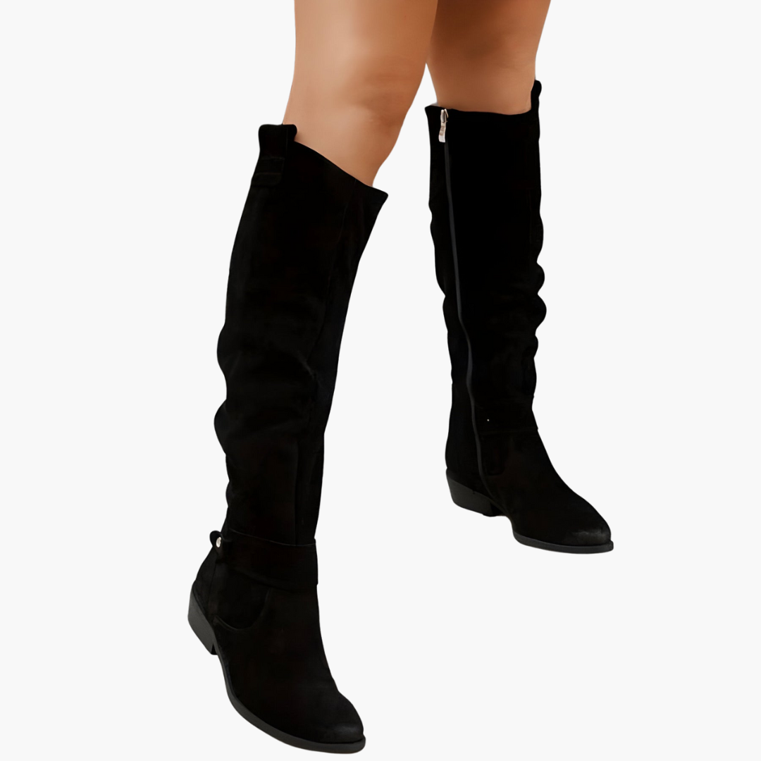 Knee-High Boots - Women's Heeled Wide Calf Fit Design