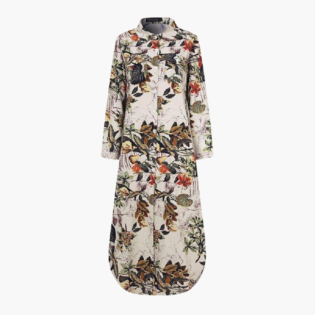 Loose Fit Cotton Midi Dress - Casual Everyday Wear for Women