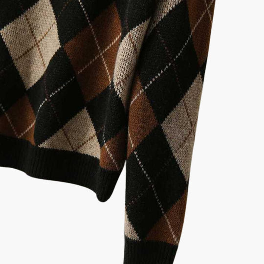 Retro Knit Sweater for Women - Cozy Striped Design & Comfort