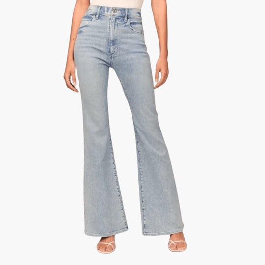 High Waisted Stretch Flared Jeans for Women - Bootcut Fit