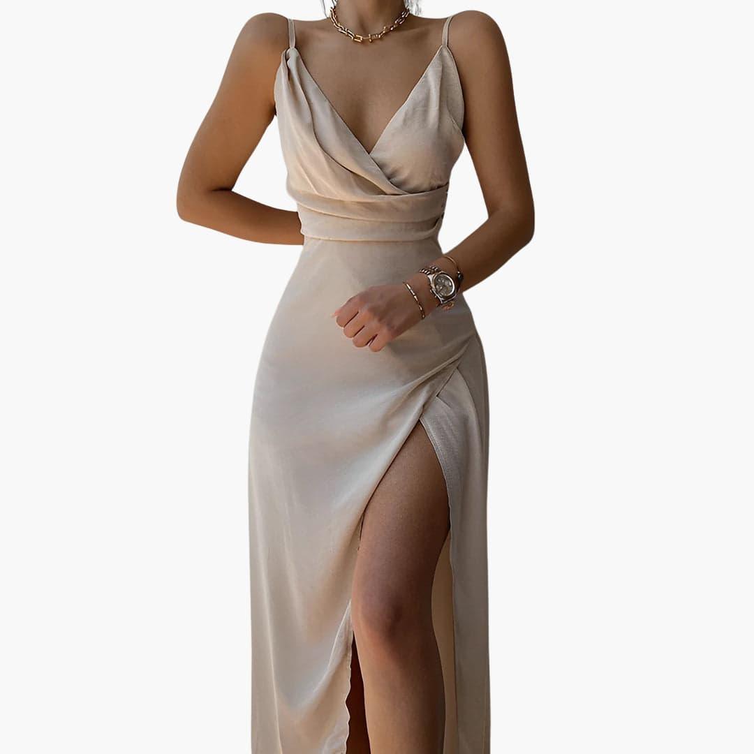 Elegant V-Neck Maxi Dress - Formal Evening Wear for Women
