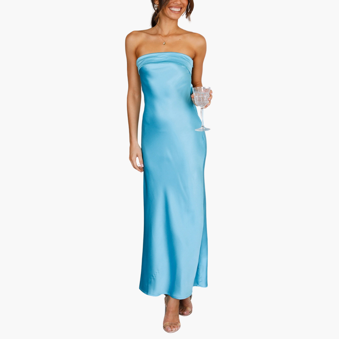 Elegant Strapless Maxi Dress for Women - Wedding Guest Attire
