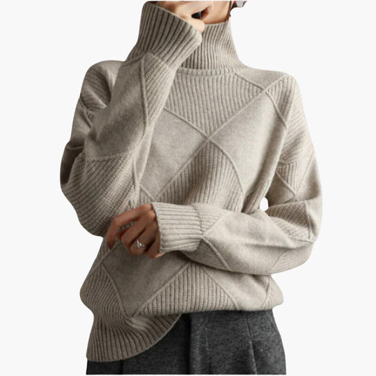 Ribbed Turtleneck Jumper for Women - Soft Knit Pullover