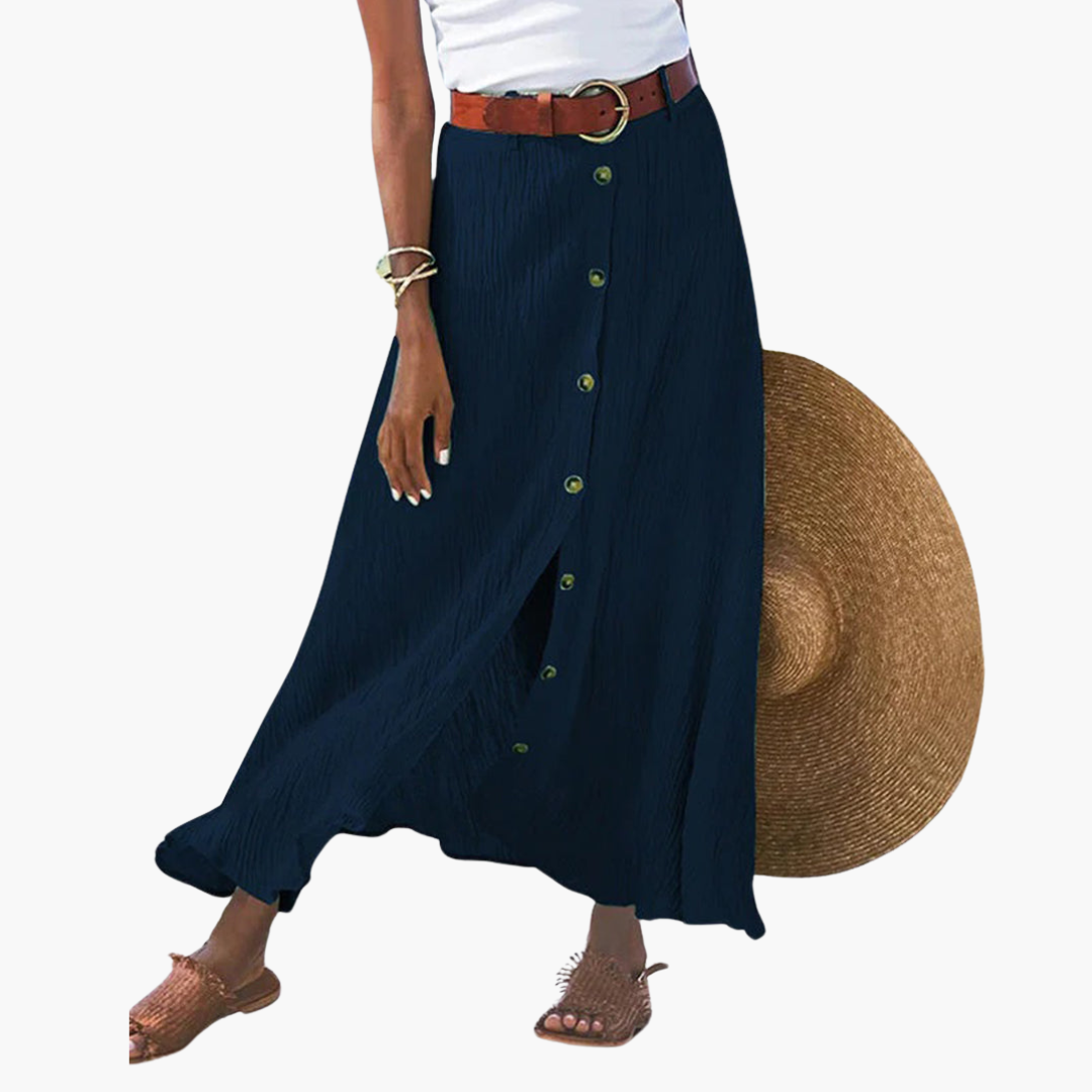 Button-Front Maxi Skirt - Women's Summer Holiday Essential