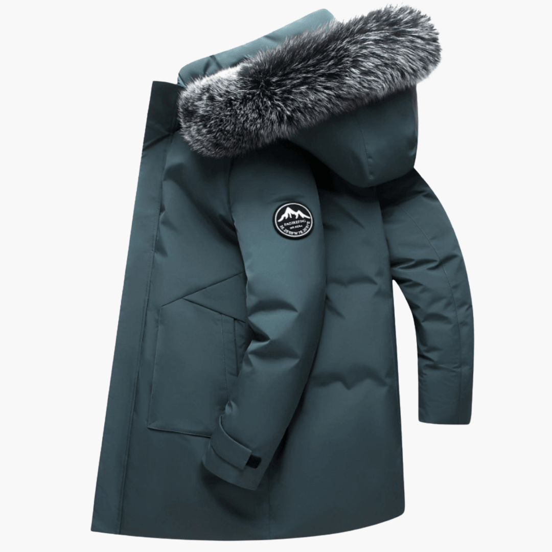 Down Parka Coat with Fur Hood - Warm Winter Jacket for Men