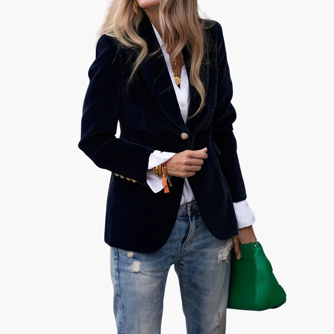 Velvet Blazer - Tailored Fit Women's Single Button Jacket