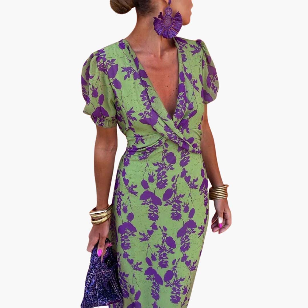 Floral Leaf Maxi Dress for Women - Elegant Summer Style