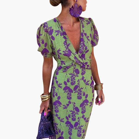 Floral Leaf Maxi Dress for Women - Elegant Summer Style