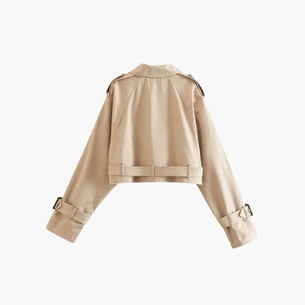 Cropped Trench Coat – Women's Double-Breasted Short Jacket