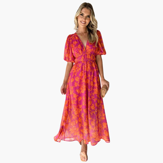 V-Neck Maxi Dress - Elegant Women’s Summer Casual Style