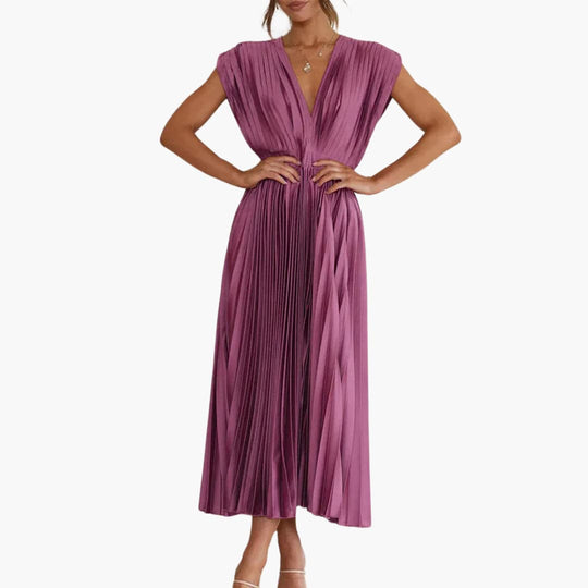 Elegant V-Neck Midi Dress - Perfect for Evening Events