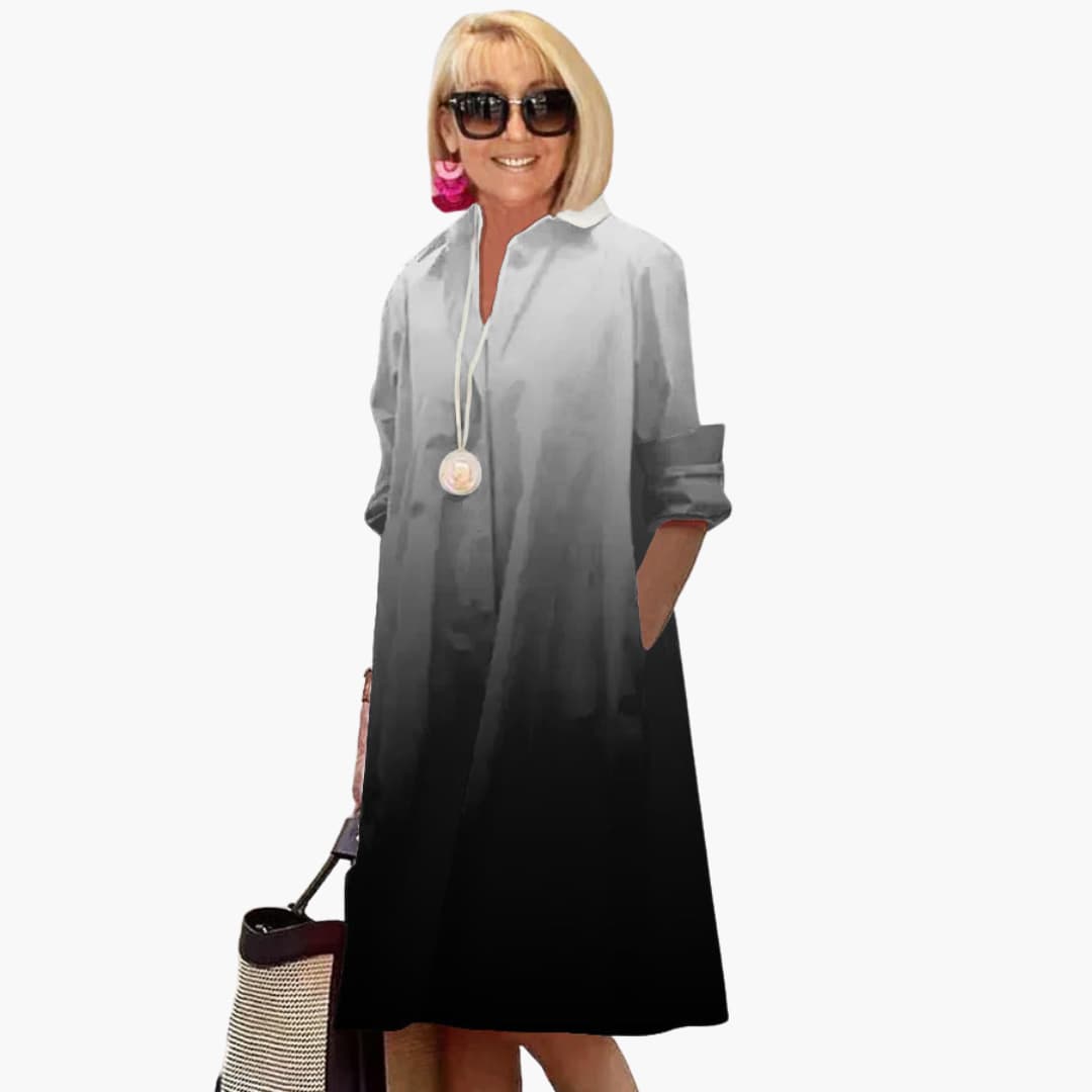 Women’s boho midi dress with long sleeves and side pockets